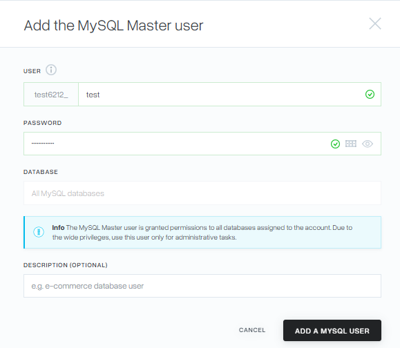 How can I add a user who will have access to all MySQL databases ...