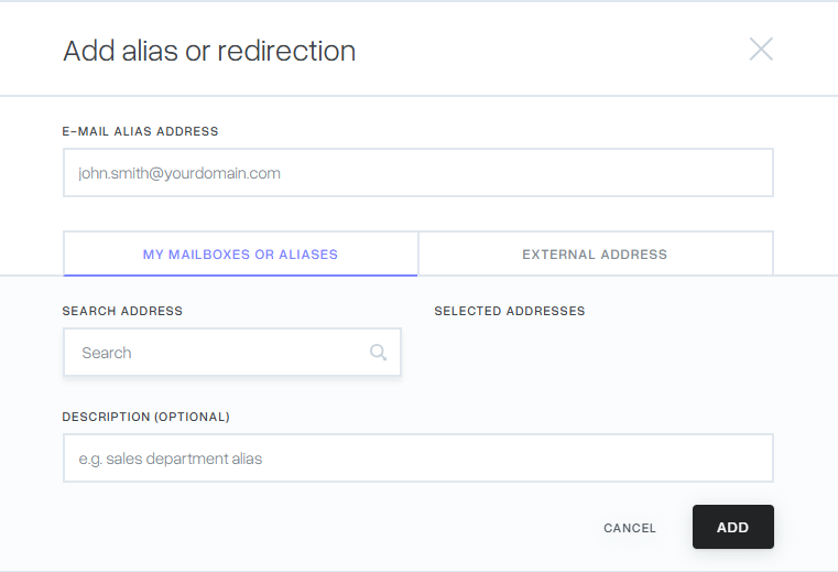Add a mail alias to an external mailbox - Help mybox.com