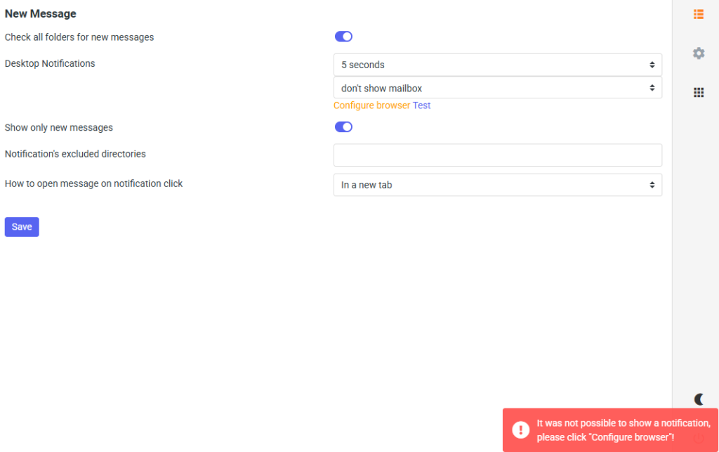 How do I set up system/desktop notifications for new emails in Webmail ...